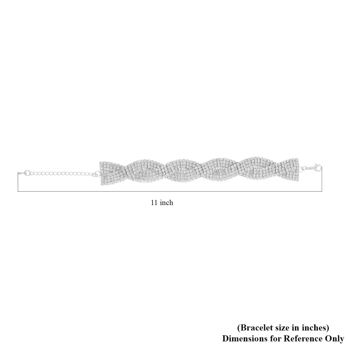 Austrian Crystal Rope Design Bracelet in Silvertone (7.50-9.50In) image number 2