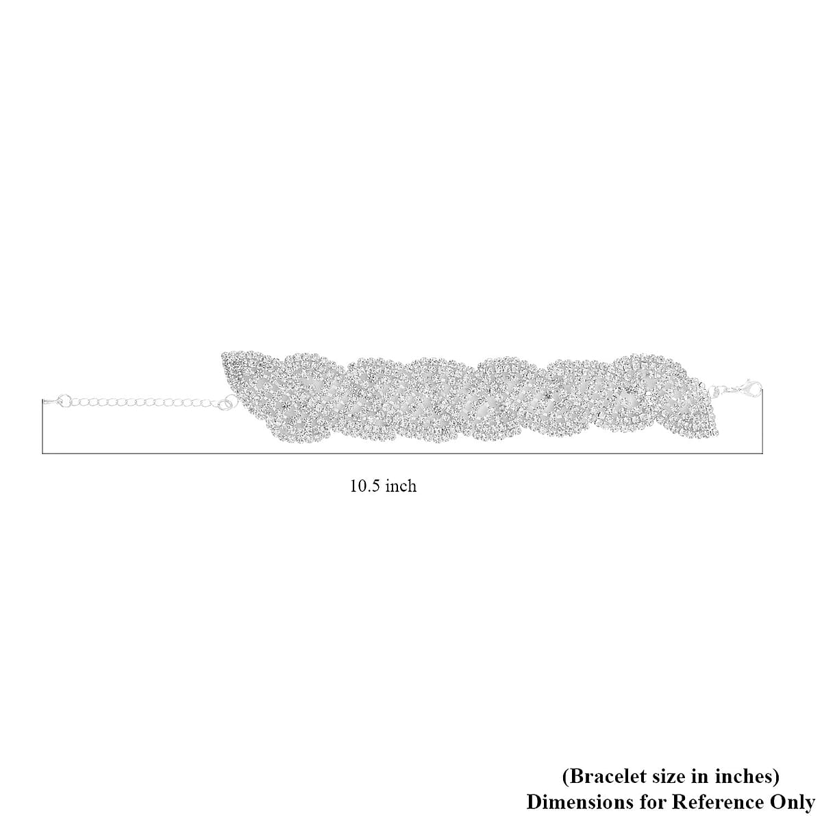 Austrian Crystal Leafy Vine Design Bracelet in Silvertone (7.50-9.50In) image number 2