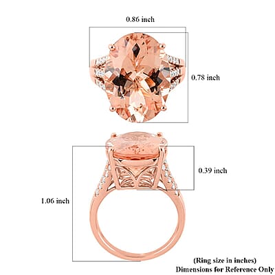 Certified and Appraised Iliana 18K Rose Gold AAA Marropino Morganite and G-H I1 Diamond Split Shank Ring (Size 10.0) 6.40 Grams 11.80 ctw