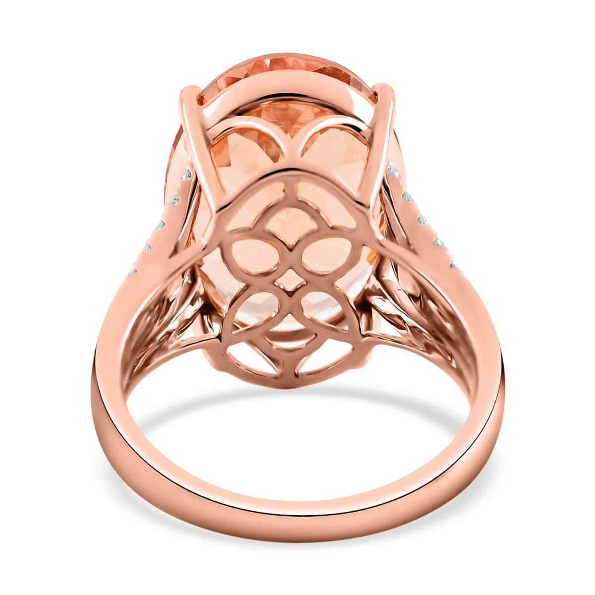 Certified and Appraised Iliana 18K Rose Gold AAA Marropino Morganite and G-H I1 Diamond Split Shank Ring (Size 9.0) 6.40 Grams 11.80 ctw image number 4