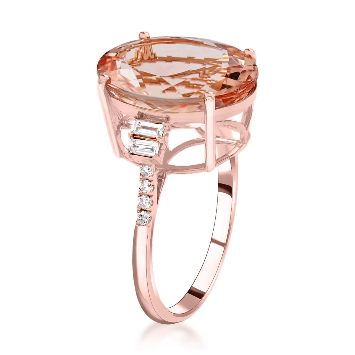 Certified Iliana 18K Rose Gold AAA Marropino Morganite and G-H I1 Diamond Ring (Size 10.0) 8.00 ctw image number 3