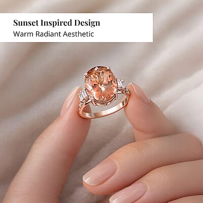 Certified and Appraised Iliana 18K Rose Gold AAA Marropino Morganite and G-H I1 Diamond Ring (Size 10.0) 8.00 ctw