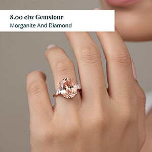Certified and Appraised Iliana 18K Rose Gold AAA Marropino Morganite and G-H I1 Diamond Ring (Size 6.0) 8.00 ctw
