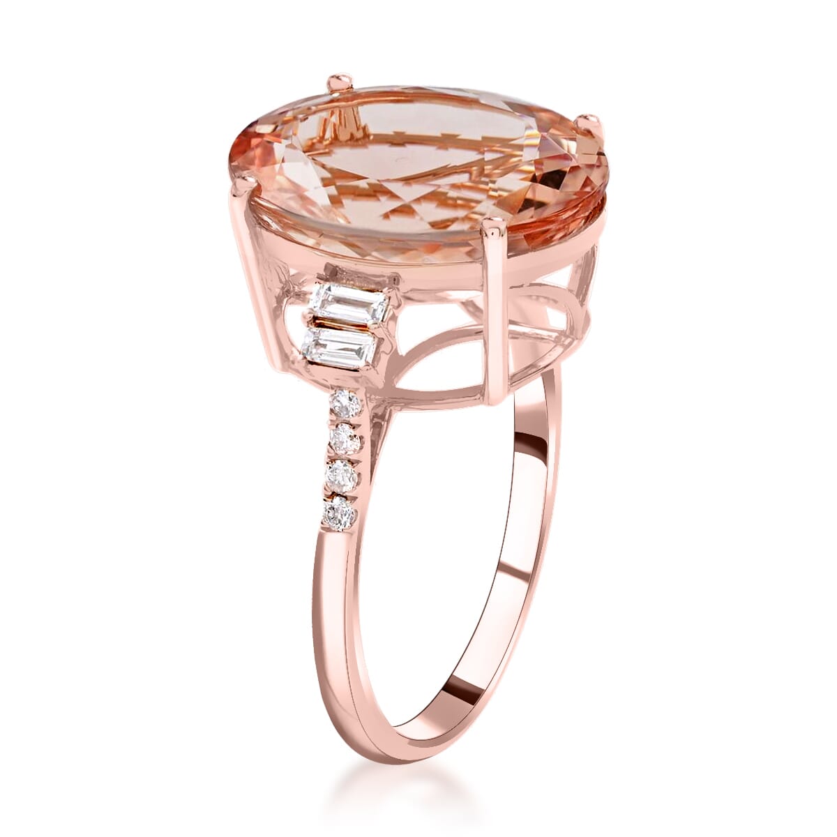 Certified & Appraised Iliana 18K Rose Gold AAA Marropino Morganite and G-H I1 Diamond Ring (Size 8.0) 8.00 ctw image number 3