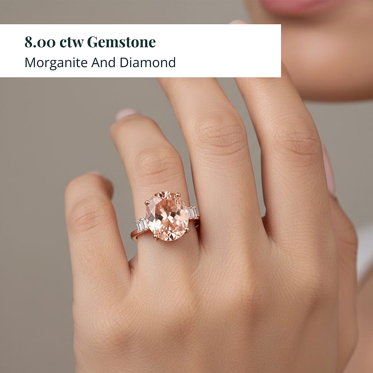 Certified and Appraised Iliana 18K Rose Gold AAA Marropino Morganite and G-H I1 Diamond Ring (Size 9.0) 8.00 ctw image number 1