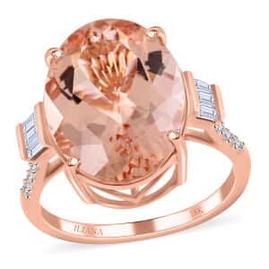 Certified and Appraised Iliana 18K Rose Gold AAA Marropino Morganite and G-H I1 Diamond Ring (Size 10.0) 10.10 ctw