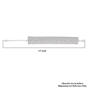 Austrian Crystal Carpet Design Bracelet in Silvertone (7.50-9.50In)