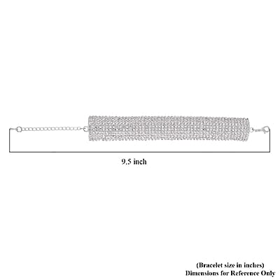 Austrian Crystal Carpet Design Bracelet in Silvertone (7.50-9.50In)