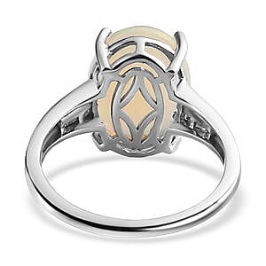 Ethiopian Welo Opal, Diamond 3.47 ctw Ring in Platinum Over Sterling Silver (Size 11.5)
