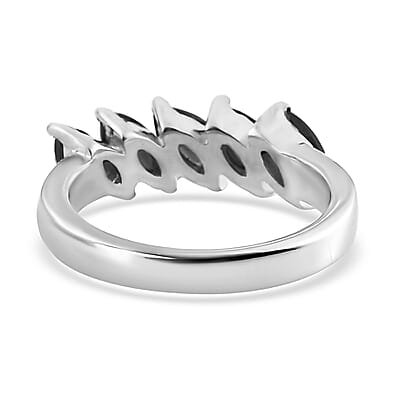 Thai Black Spinel 5 Stone Ring in Stainless Steel (Size 10.0) 1.75 ctw