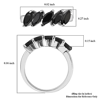 Thai Black Spinel 5 Stone Ring in Stainless Steel (Size 10.0) 1.75 ctw