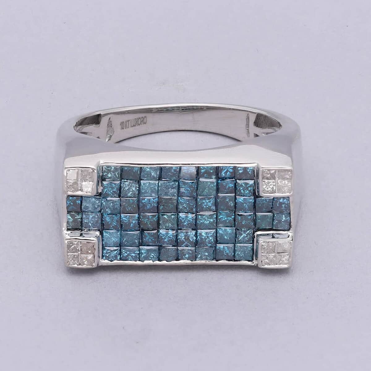 Chuck's Diamond Ring LUXORO 10K White Gold Blue Diamond, Diamond (I3) Ring (Size 6.0) (7.90 g) 2.50 ctw image number 1