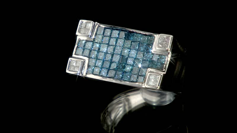 Chuck's Diamond Ring LUXORO 10K White Gold Blue Diamond, Diamond (I3) Ring (Size 6.0) (7.90 g) 2.50 ctw