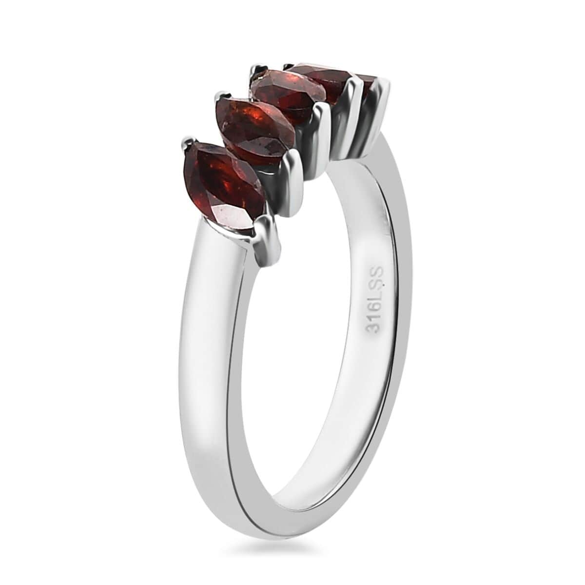 Mozambique Garnet 5 Stone Ring in Stainless Steel (Size 5.0) 1.50 ctw image number 3