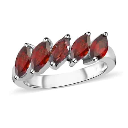 Mozambique Garnet 5 Stone Ring in Stainless Steel (Size 7.0) 1.50 ctw image number 0