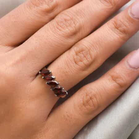 Mozambique Garnet 5 Stone Ring in Stainless Steel (Size 7.0) 1.50 ctw image number 2
