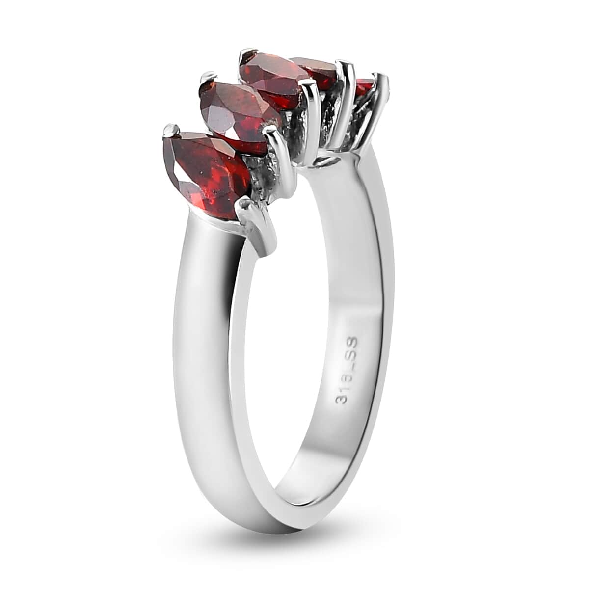 Mozambique Garnet 5 Stone Ring in Stainless Steel (Size 7.0) 1.50 ctw image number 3