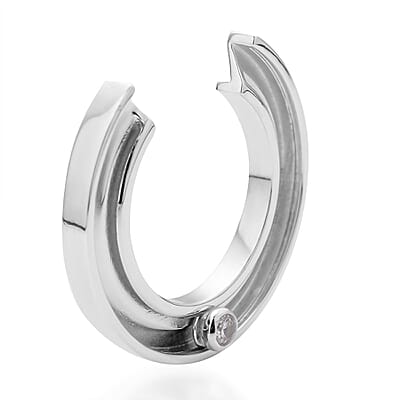 Simulated Diamond Open Ring in Rhodium Over Sterling Silver (Size 9) 0.10 ctw