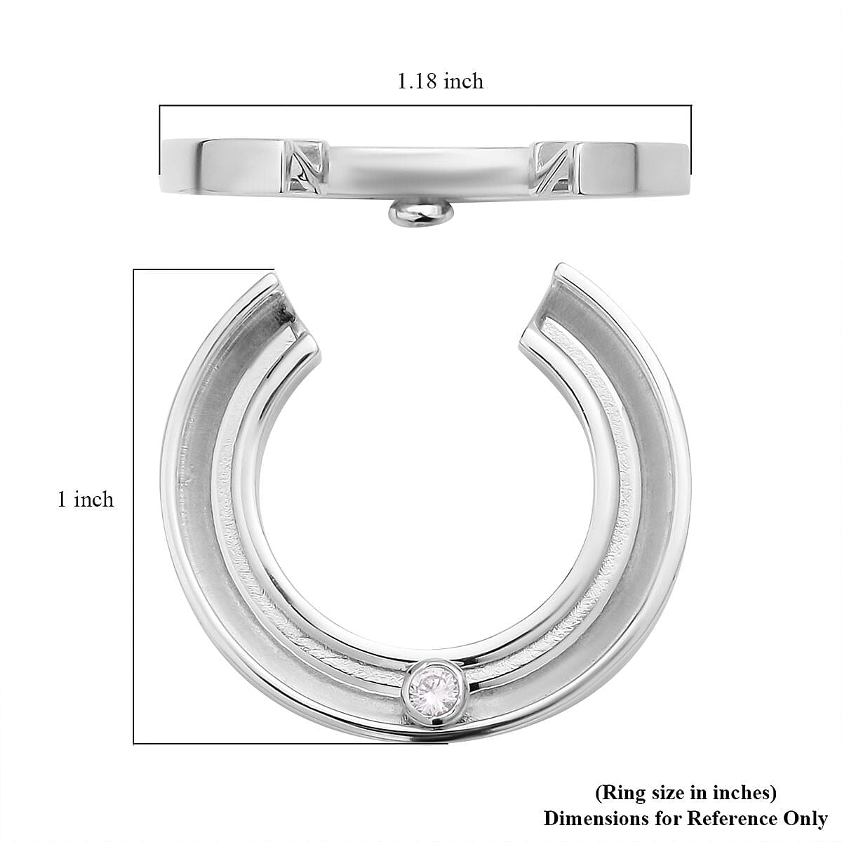 Simulated Diamond Open Ring in Rhodium Over Sterling Silver (Size 9) 0.10 ctw