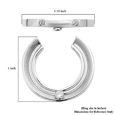 Simulated Diamond Open Ring in Rhodium Over Sterling Silver (Size 9) 0.10 ctw