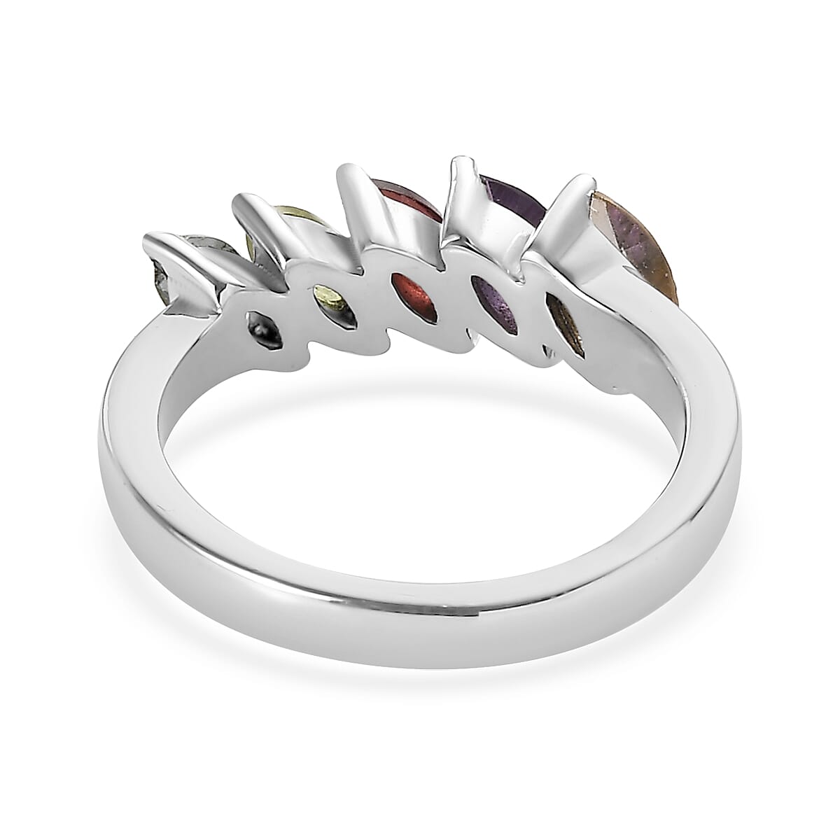 Multi Gemstone 5 Stone Ring in Stainless Steel (Size 6.0) 1.40 ctw , Tarnish-Free, Waterproof, Sweat Proof Jewelry image number 4