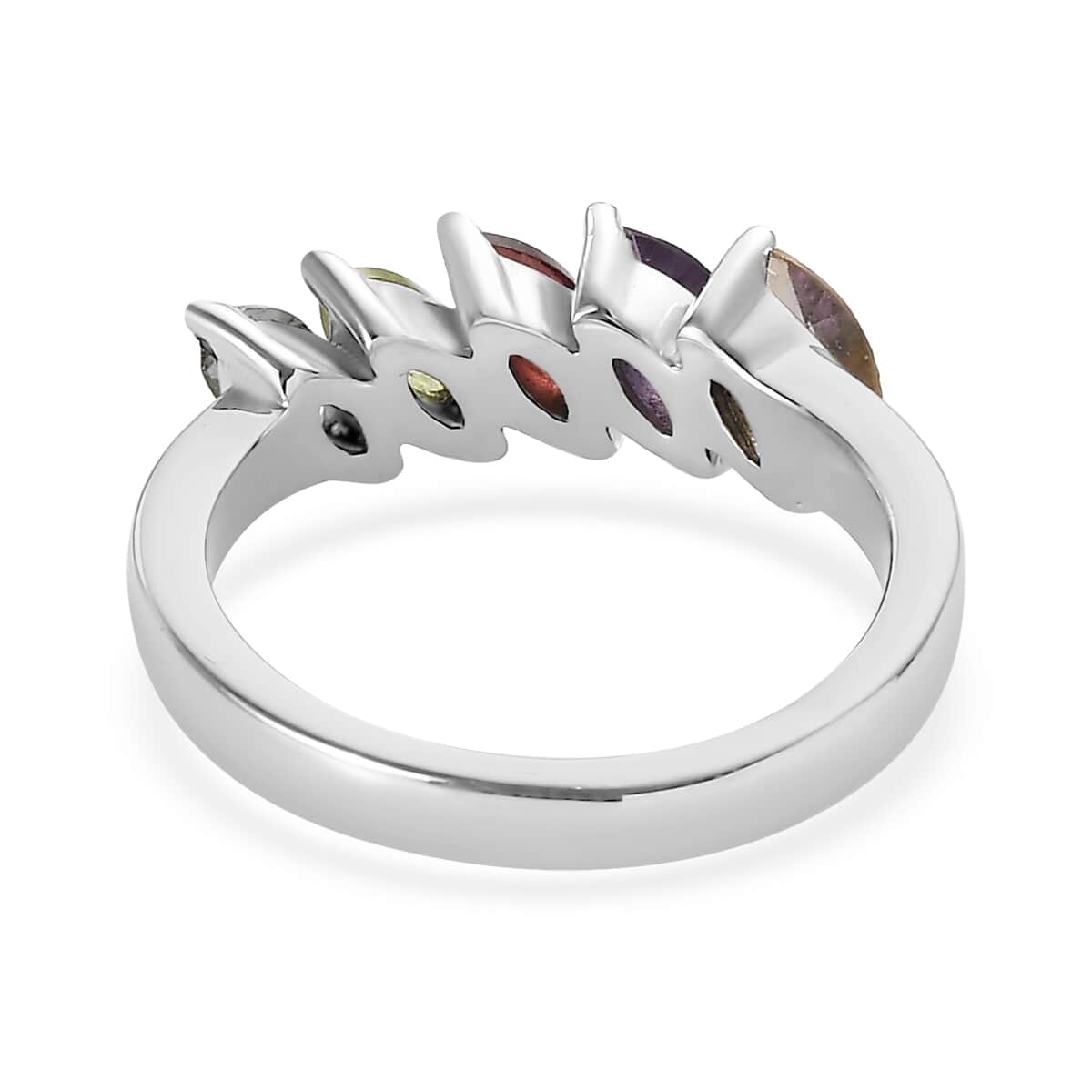 Multi Gemstone 5 Stone Ring in Stainless Steel (Size 7.0) 1.40 ctw image number 4