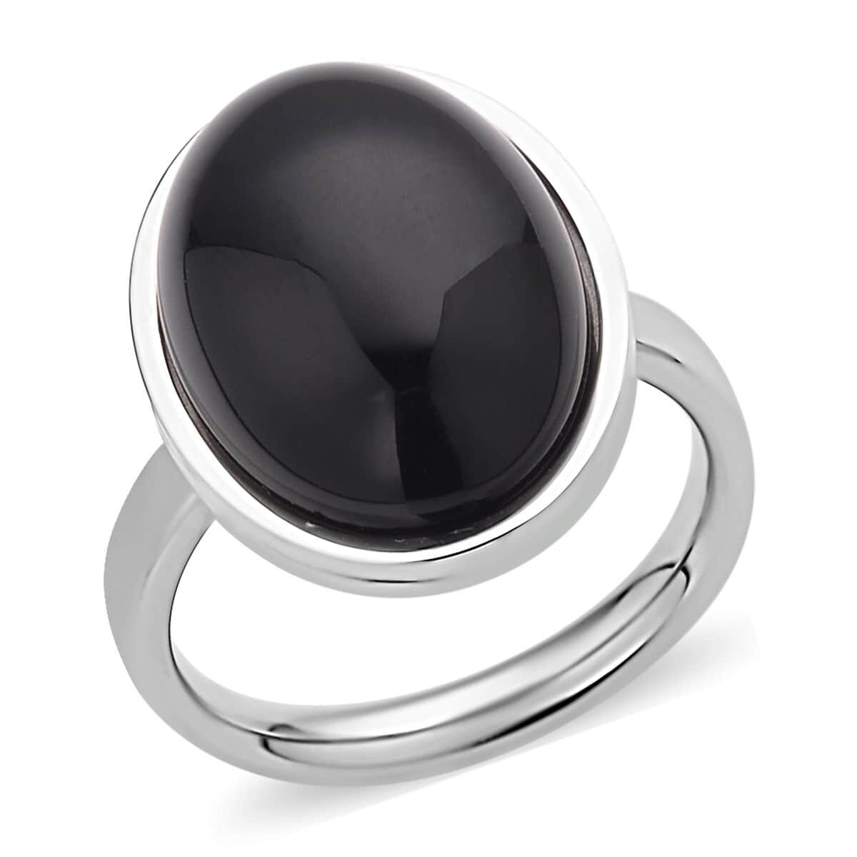 Black Agate Ring in Stainless Steel (Size 6.0) 10.00 ctw image number 0