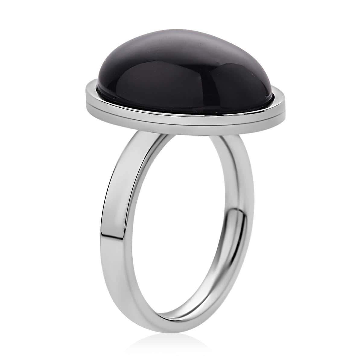 Black Agate Ring in Stainless Steel (Size 6.0) 10.00 ctw image number 3