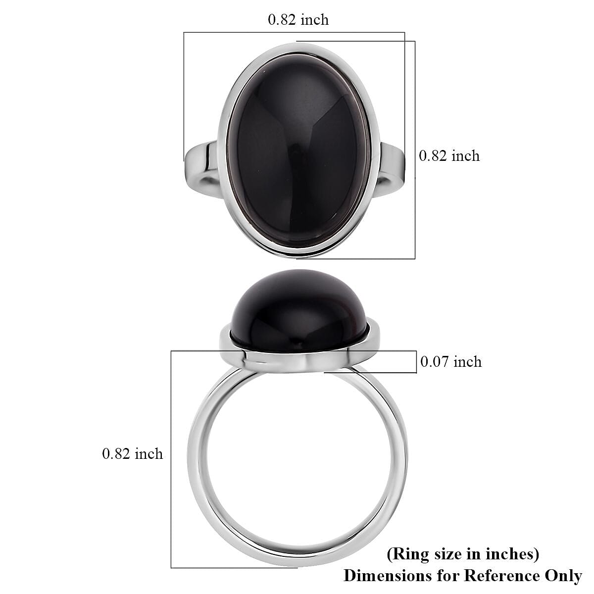 Black Agate Ring in Stainless Steel (Size 8.0) 10.00 ctw image number 5