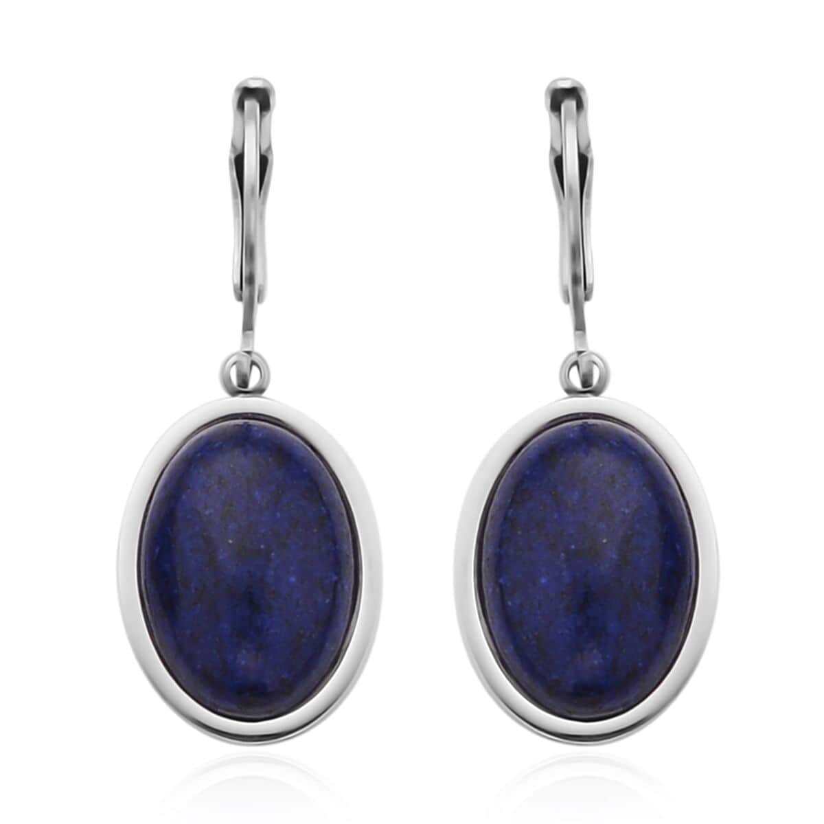 Lapis Lazuli Lever Back Earrings in Stainless Steel 10.00 ctw image number 0