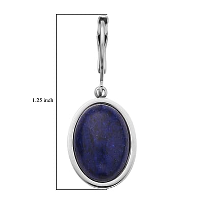 Lapis Lazuli Lever Back Earrings in Stainless Steel 10.00 ctw
