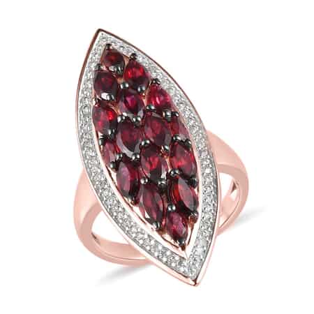 American Arizona Anthill Garnet and Natural White Zircon Elongated Ring in Vermeil Rose Gold Over Sterling Silver (Size 10.0) 3.00 ctw image number 0