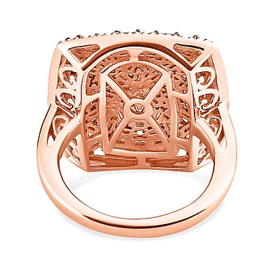 Natural Champagne Diamond 1.00 ctw Ring in 18K Vermeil Rose Gold Over Sterling Silver (Size 11.5)
