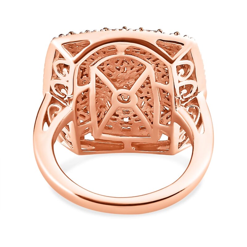 Natural Champagne Diamond 1.00 ctw Ring in 18K Vermeil Rose Gold Over Sterling Silver (Size 11.5)