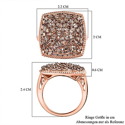 Natural Champagne Diamond 1.00 ctw Ring in 18K Vermeil Rose Gold Over Sterling Silver (Size 11.5)