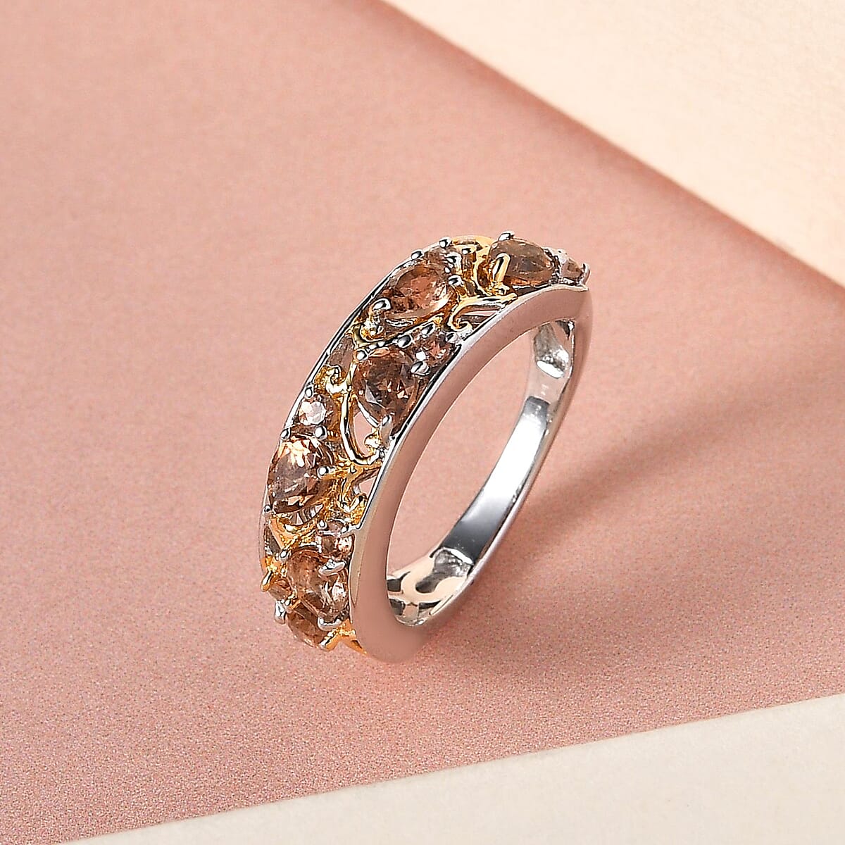 Jenipapo Andalusite Ring in Vermeil Yellow Gold and Platinum Over Sterling Silver (Size 10.0) 1.15 ctw image number 1