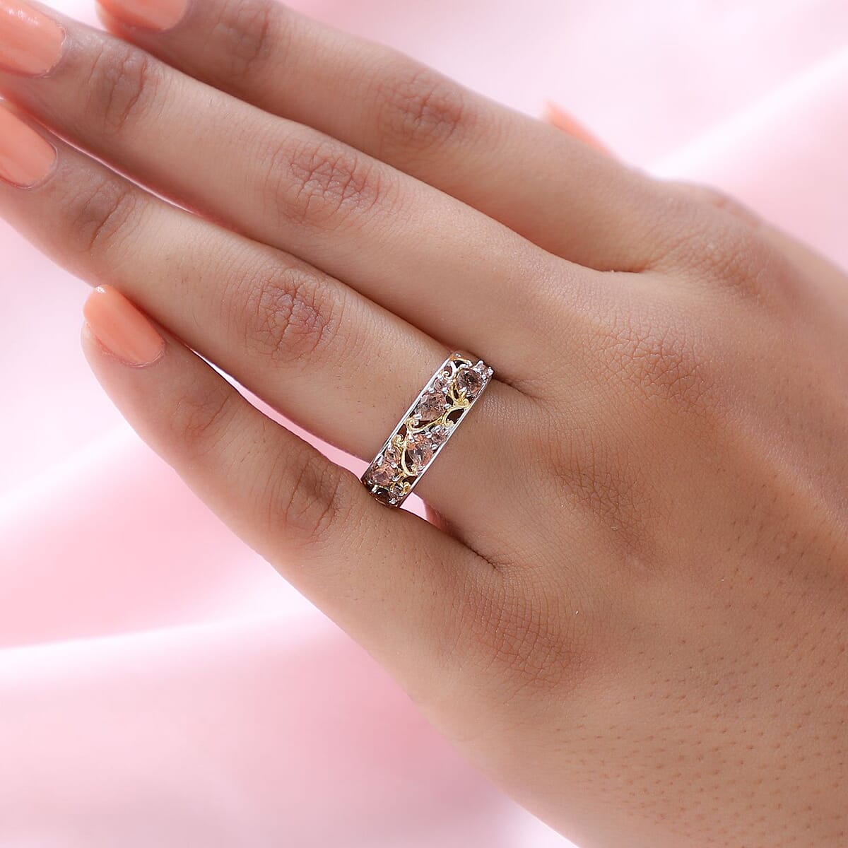 Jenipapo Andalusite Ring in Vermeil Yellow Gold and Platinum Over Sterling Silver (Size 10.0) 1.15 ctw image number 2