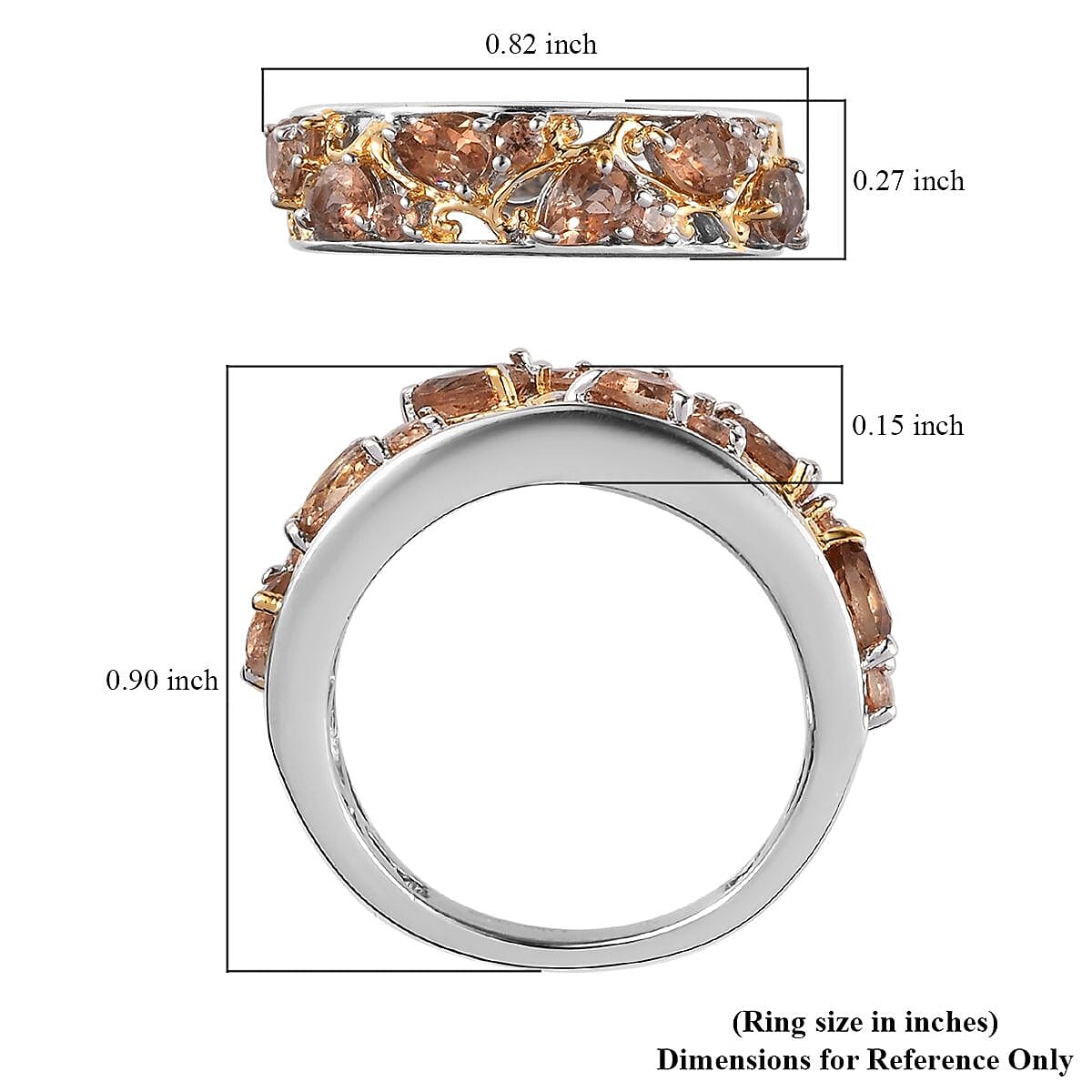 Jenipapo Andalusite Ring in Vermeil Yellow Gold and Platinum Over Sterling Silver (Size 10.0) 1.15 ctw image number 5
