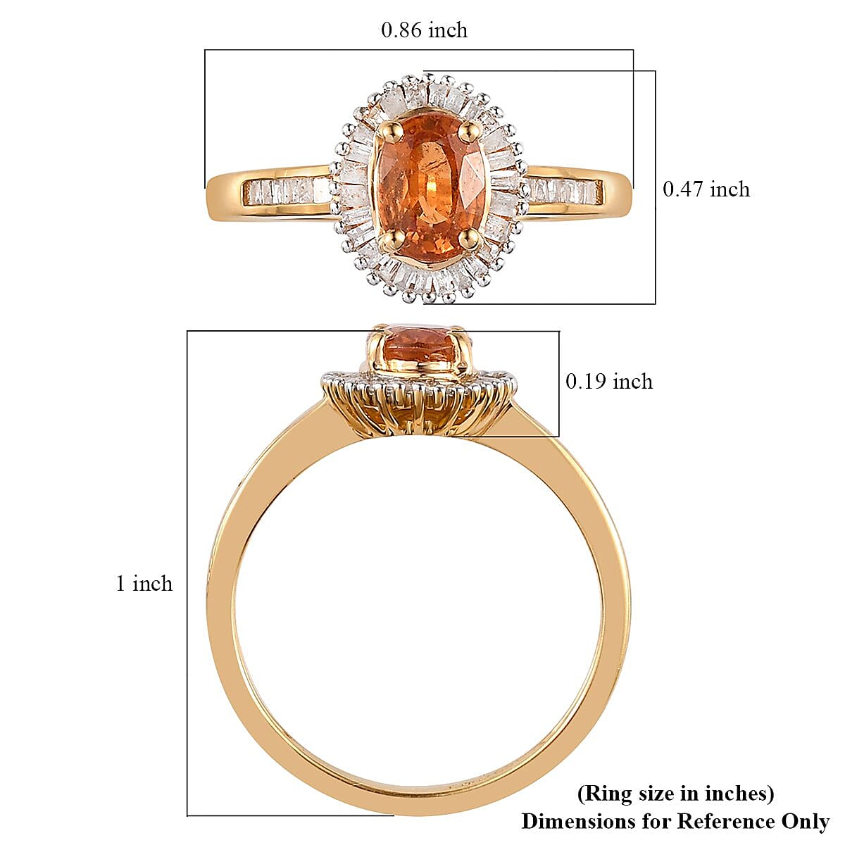 Premium Viceroy Spessartine Garnet and Diamond Halo Ring in Vermeil Yellow Gold Over Sterling Silver (Size 10.0) 1.25 ctw