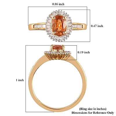 Premium Viceroy Spessartine Garnet and Diamond Halo Ring in Vermeil Yellow Gold Over Sterling Silver (Size 10.0) 1.25 ctw