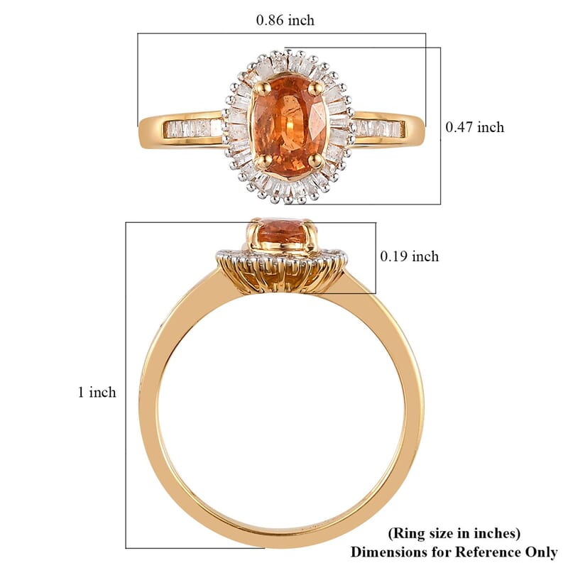 Premium Viceroy Spessartine Garnet and Diamond Halo Ring in Vermeil Yellow Gold Over Sterling Silver (Size 10.0) 1.25 ctw