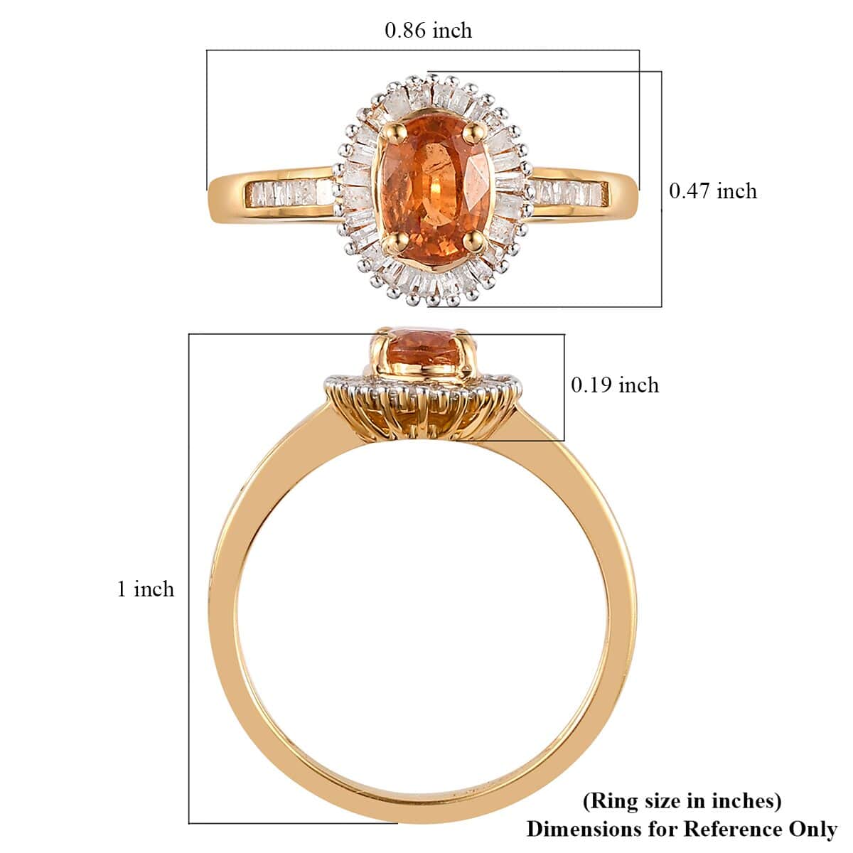 Premium Viceroy Spessartine Garnet and Diamond Halo Ring in Vermeil Yellow Gold Over Sterling Silver (Size 10.0) 1.25 ctw image number 5