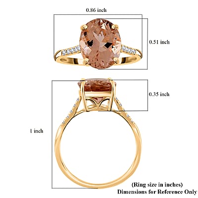 Luxoro Certified and Appraised AAA Marropino Morganite and G-H I1 Diamond 3.10 ctw Accent Ring, 14K Yellow Gold Ring, Wedding Ring (Size 10.0)