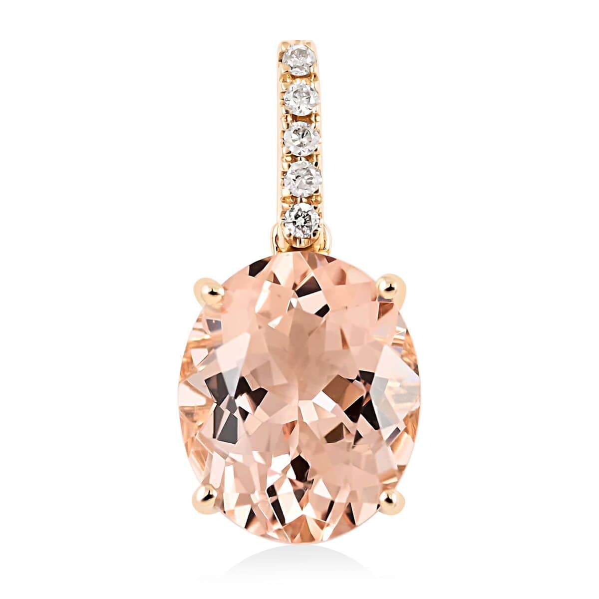 Certified and Appraised Luxoro 14K Yellow Gold AAA Marropino Morganite and G-H I1 Diamond Accent Pendant 3.30 ctw image number 0