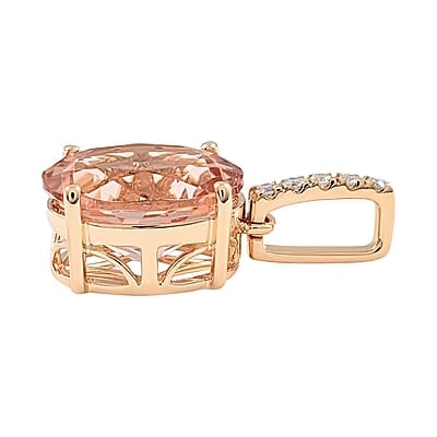 Certified and Appraised Luxoro 14K Yellow Gold AAA Marropino Morganite and G-H I1 Diamond Accent Pendant 3.30 ctw