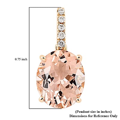 Certified and Appraised Luxoro 14K Yellow Gold AAA Marropino Morganite and G-H I1 Diamond Accent Pendant 3.30 ctw