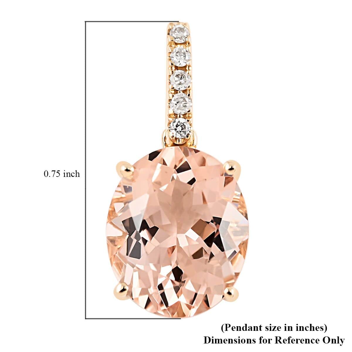 Certified and Appraised Luxoro 14K Yellow Gold AAA Marropino Morganite and G-H I1 Diamond Accent Pendant 3.30 ctw image number 4