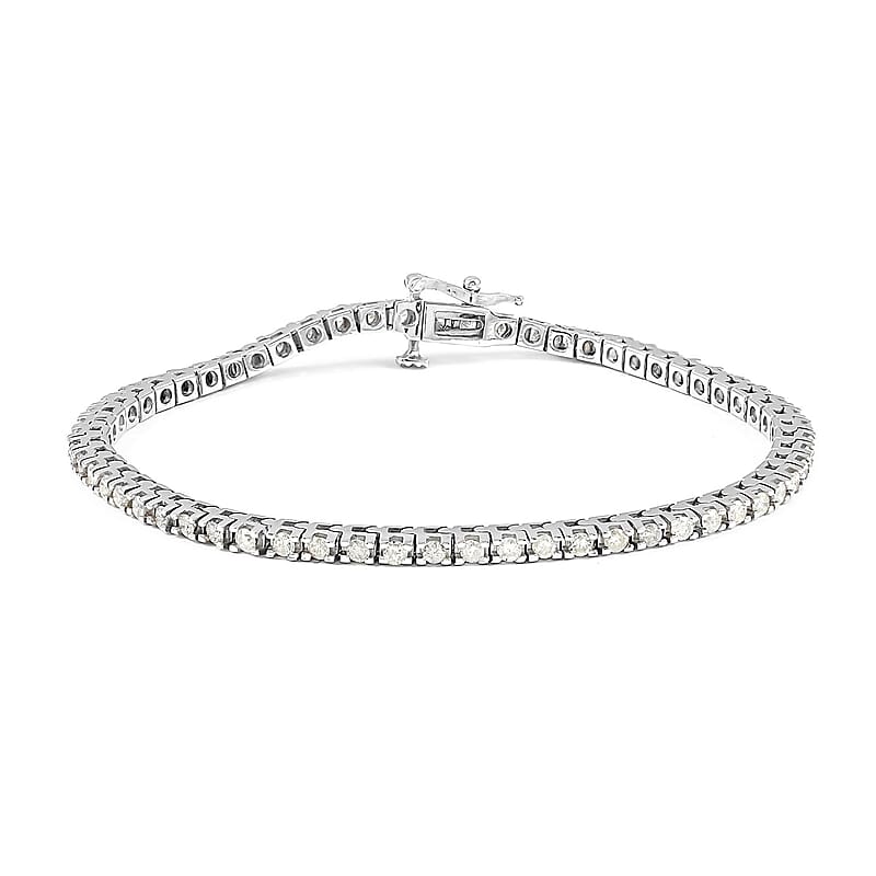 NY Closeout 14K White Gold Diamond Classic Tennis Bracelet (7.00 In) 8.90 Grams 2.00 ctw