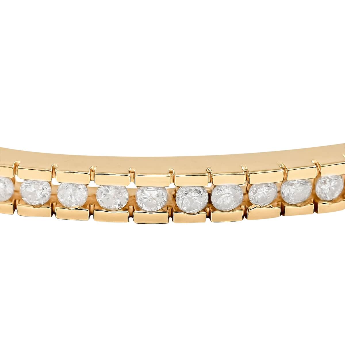 NY Closeout 14K Yellow Gold G-H I1 Diamond Bracelet (7.00 In) 14.30 Grams 1.00 ctw image number 2