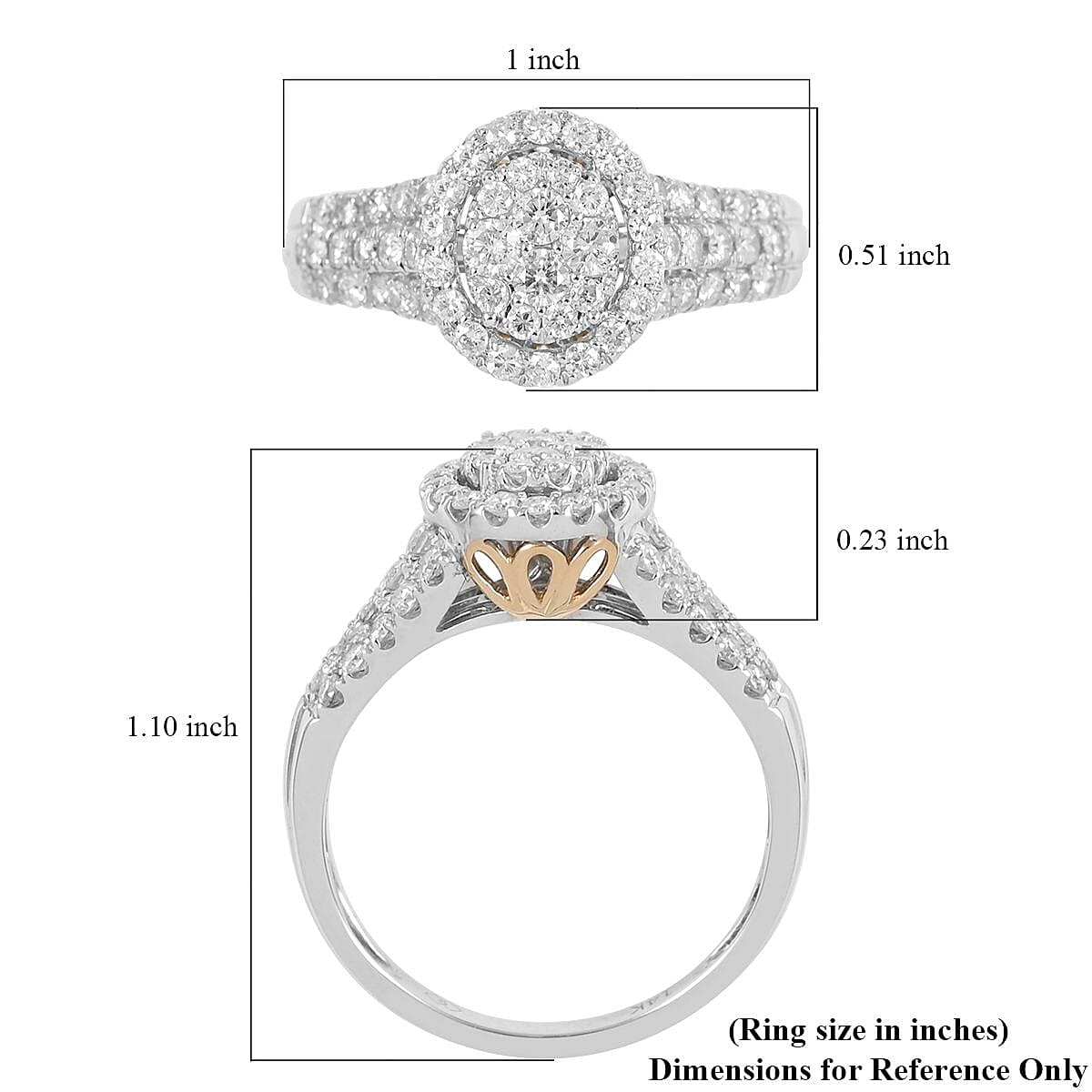 NY Closeout 14K White and Yellow Gold G-H I1 Diamond Ring (Size 10.0) 4.05 Grams 1.00 ctw